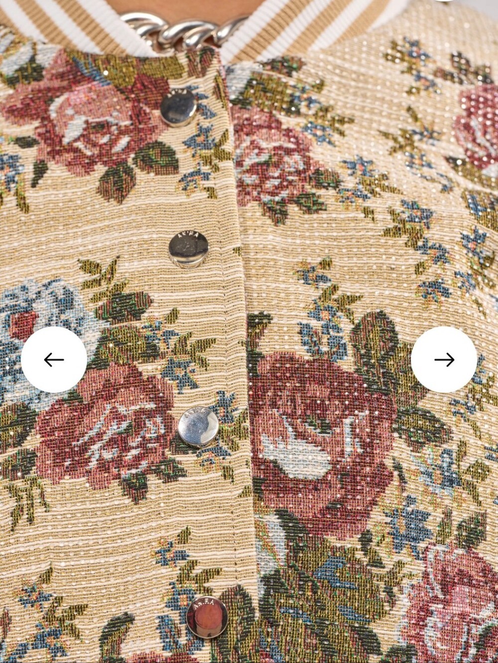 AKIRA Beige Floral Cropped Bomber Jacket - Picture 4 of 4